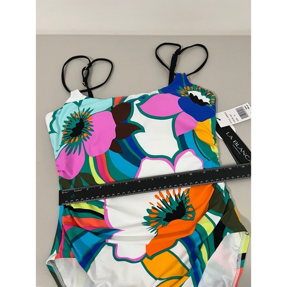 La Blanca Floral Multicolor Tummy Control One Piece Swimsuit Size 10 - Picture 8 of 9